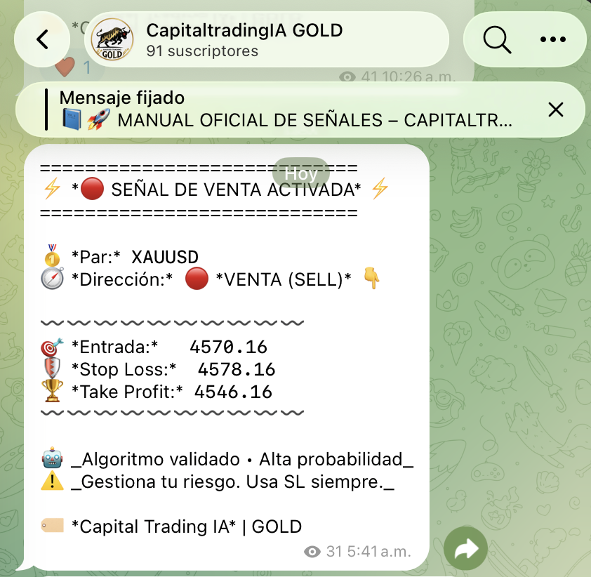 Señal real del canal GOLD